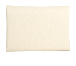 Hermes Calvi Duo Card Holder, Leather, Cream, MIF, B, 4*